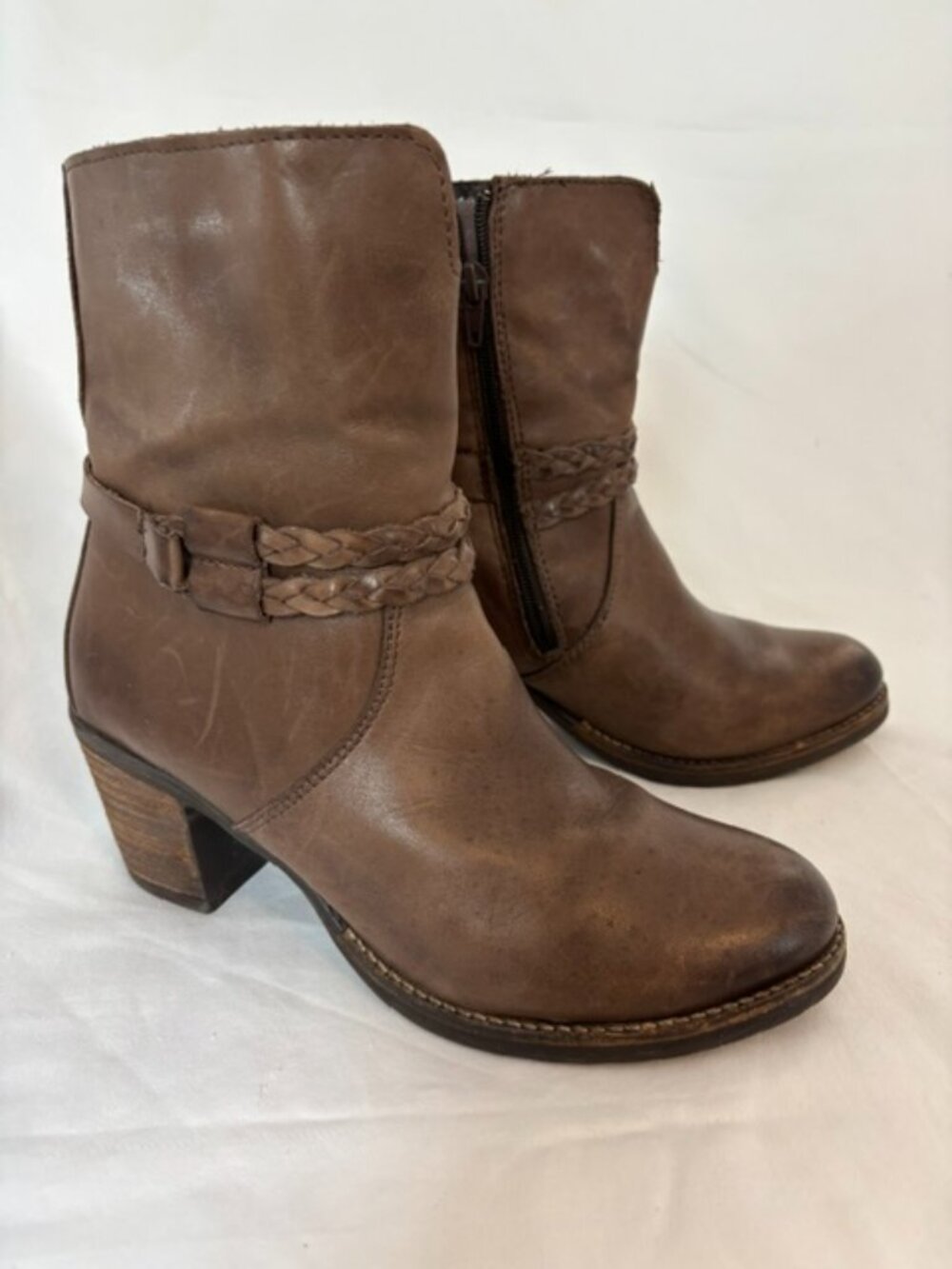 Umberto Raffini Women's Verona Dark Brown Mid-Calf Boot Braided Stacked Heel